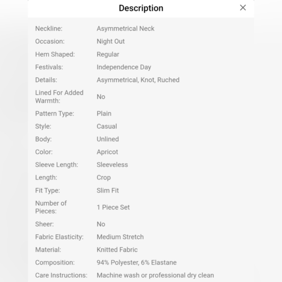 SHEIN Bae Cream One-Shoulder Tank Top - Picture 4 of 4